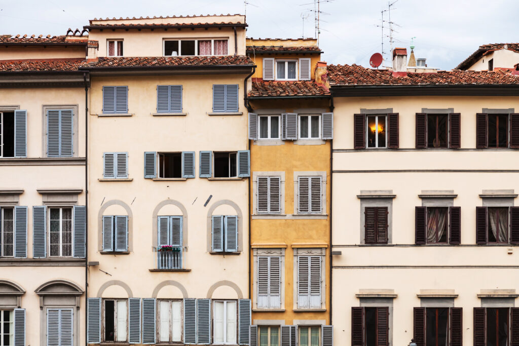 facades of various medieval houses in Florence